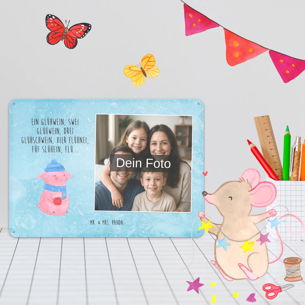 Personalized Photo Metal Sign piggy Mulled wine Winter, Christmas, Christmas time, snow, mulled wine, saying, drunk, Christmas market