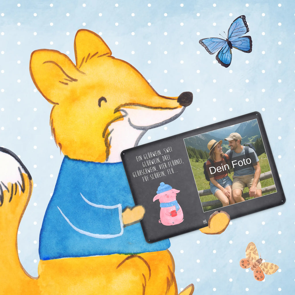 Personalized Photo Metal Sign piggy Mulled wine Winter, Christmas, Christmas time, snow, mulled wine, saying, drunk, Christmas market