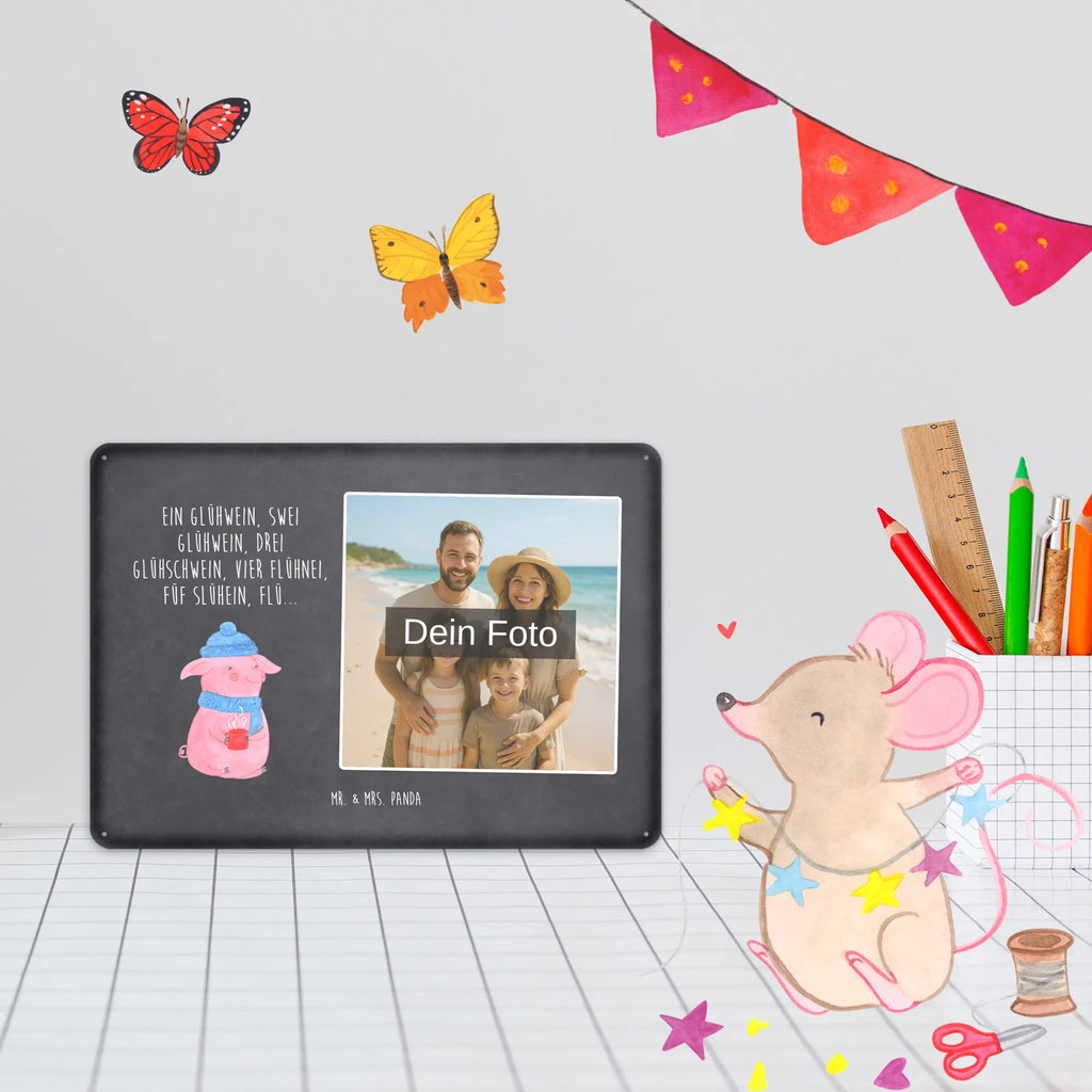 Personalized Photo Metal Sign piggy Mulled wine Winter, Christmas, Christmas time, snow, mulled wine, saying, drunk, Christmas market