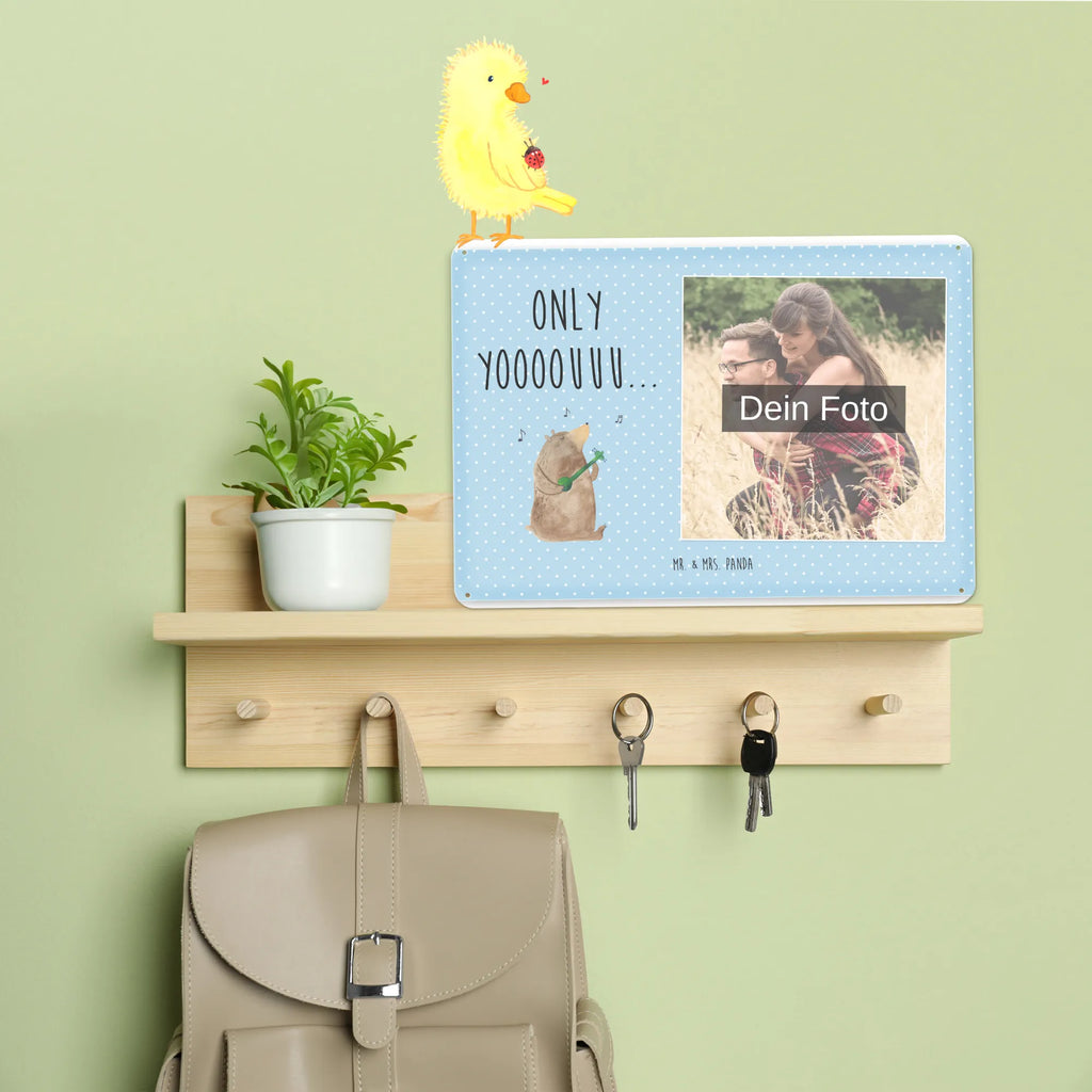 Spersonalizowany metalowy szyld ze zdjęciem niedźwiedź Gitara Niedźwiedź, Miś, Pluszowy miś