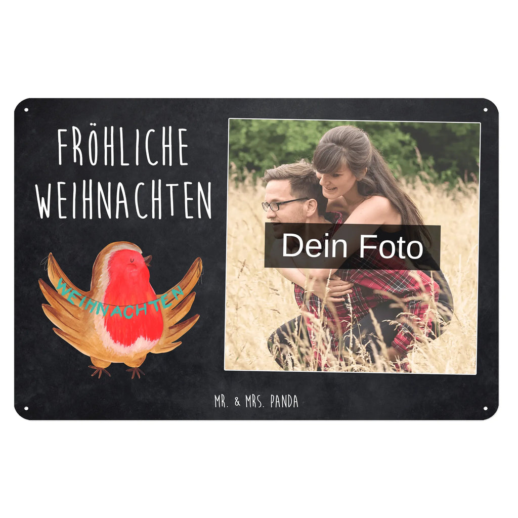 Spersonalizowany metalowy szyld ze zdjęciem rudzik Boże Narodzenie Zima, Boże Narodzenie, dekoracje świąteczne, Mikołaj, Adwent, Wigilia, zimowy motyw