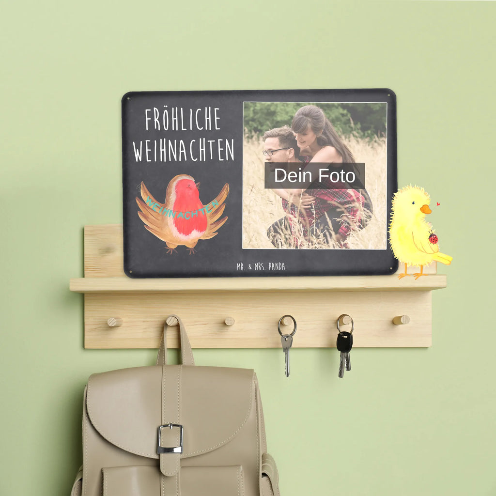 Spersonalizowany metalowy szyld ze zdjęciem rudzik Boże Narodzenie Zima, Boże Narodzenie, dekoracje świąteczne, Mikołaj, Adwent, Wigilia, zimowy motyw