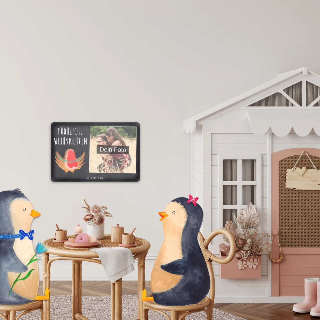 Spersonalizowany metalowy szyld ze zdjęciem rudzik Boże Narodzenie Zima, Boże Narodzenie, dekoracje świąteczne, Mikołaj, Adwent, Wigilia, zimowy motyw