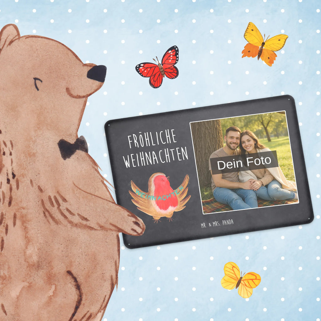 Spersonalizowany metalowy szyld ze zdjęciem rudzik Boże Narodzenie Zima, Boże Narodzenie, dekoracje świąteczne, Mikołaj, Adwent, Wigilia, zimowy motyw