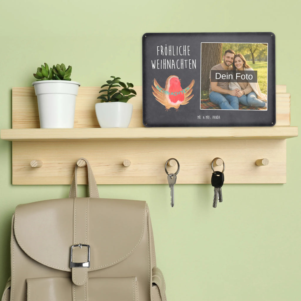 Spersonalizowany metalowy szyld ze zdjęciem rudzik Boże Narodzenie Zima, Boże Narodzenie, dekoracje świąteczne, Mikołaj, Adwent, Wigilia, zimowy motyw