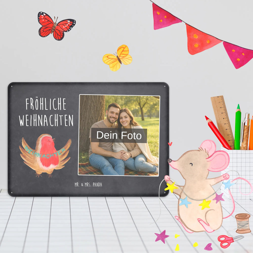 Spersonalizowany metalowy szyld ze zdjęciem rudzik Boże Narodzenie Zima, Boże Narodzenie, dekoracje świąteczne, Mikołaj, Adwent, Wigilia, zimowy motyw