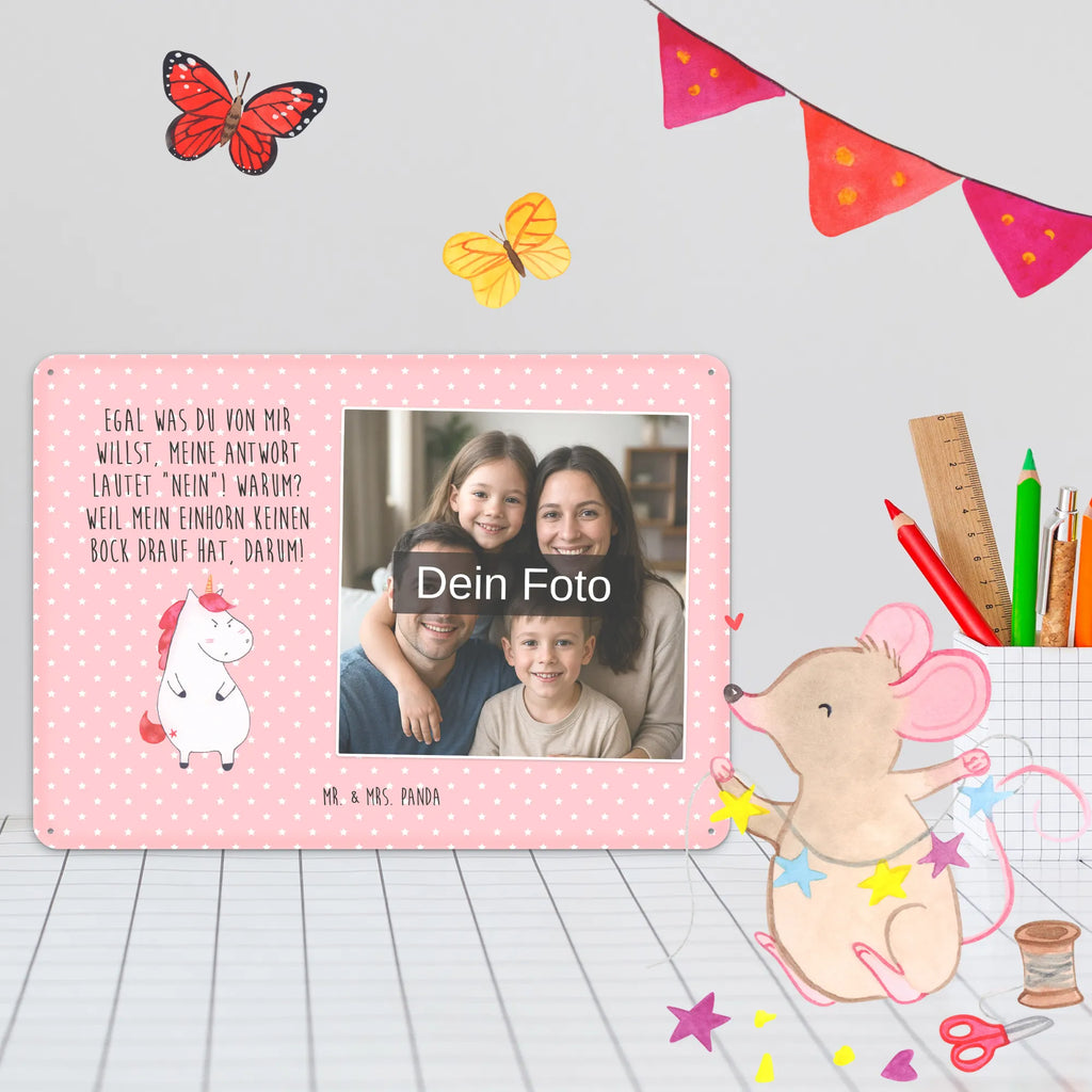 Spersonalizowany metalowy szyld ze zdjęciem Jednorożec gniew Jednorożec, jednorożce, dekoracje jednorożca, jednorożec