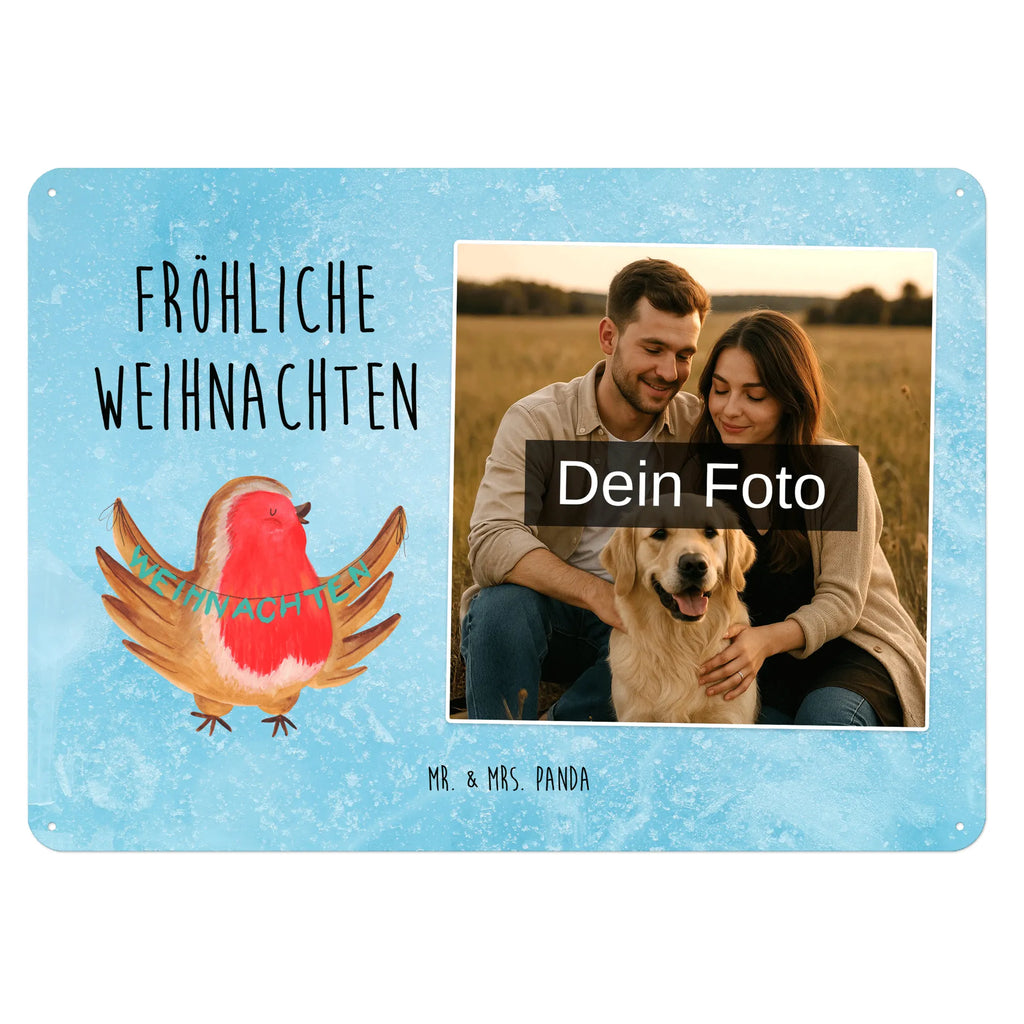 Spersonalizowany metalowy szyld ze zdjęciem rudzik Boże Narodzenie Zima, Boże Narodzenie, dekoracje świąteczne, Mikołaj, Adwent, Wigilia, zimowy motyw