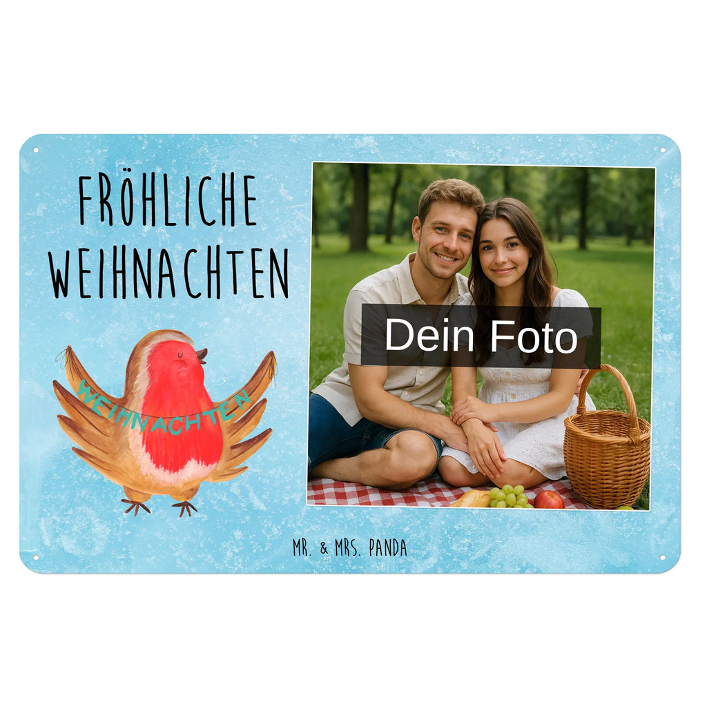 Spersonalizowany metalowy szyld ze zdjęciem rudzik Boże Narodzenie Zima, Boże Narodzenie, dekoracje świąteczne, Mikołaj, Adwent, Wigilia, zimowy motyw