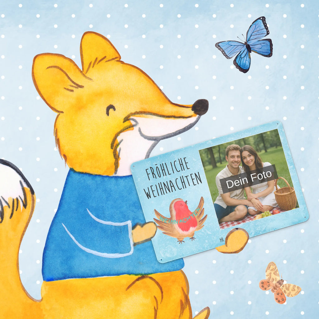 Spersonalizowany metalowy szyld ze zdjęciem rudzik Boże Narodzenie Zima, Boże Narodzenie, dekoracje świąteczne, Mikołaj, Adwent, Wigilia, zimowy motyw