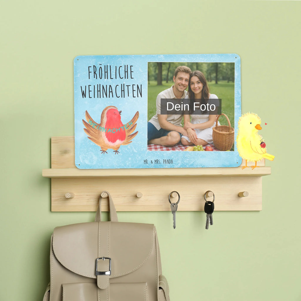 Spersonalizowany metalowy szyld ze zdjęciem rudzik Boże Narodzenie Zima, Boże Narodzenie, dekoracje świąteczne, Mikołaj, Adwent, Wigilia, zimowy motyw