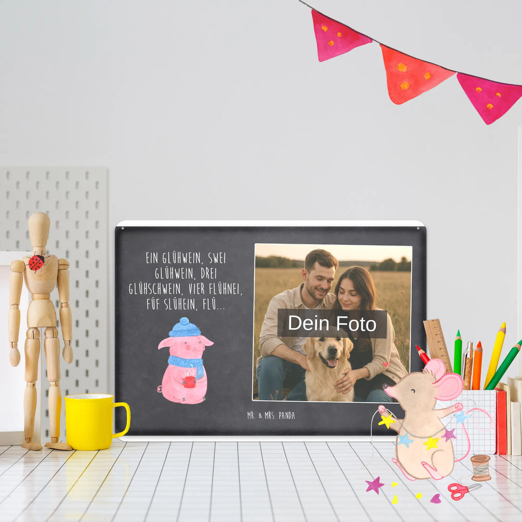 Personalized Photo Metal Sign piggy Mulled wine Winter, Christmas, Christmas time, snow, mulled wine, saying, drunk, Christmas market