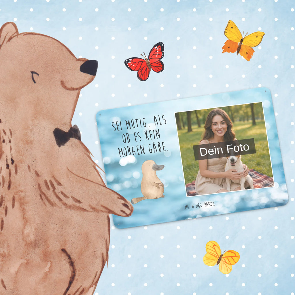 Personalized Photo Metal Sign platypus courage Seafood, aquatic animals, ocean, sea, fish, shells, corals, reef, whale, narwhal, sea urchin, lobster, platypus, turtle, manatee, crocodile, orca, shrimp, gifts for seafood lovers, water world, underwater animals, underwater world, vacation, deep sea, seafood fans, gift ideas, seafood decoration, seafood posters, Raodtrip, Platypus, office, courage, new start, world trip, motivation, work, training, brave, wisdom, new beginning