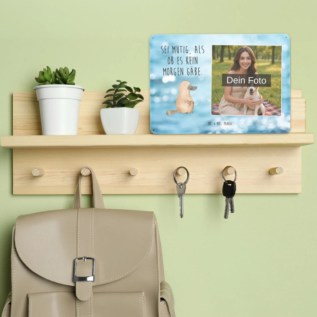 Personalized Photo Metal Sign platypus courage Seafood, aquatic animals, ocean, sea, fish, shells, corals, reef, whale, narwhal, sea urchin, lobster, platypus, turtle, manatee, crocodile, orca, shrimp, gifts for seafood lovers, water world, underwater animals, underwater world, vacation, deep sea, seafood fans, gift ideas, seafood decoration, seafood posters, Raodtrip, Platypus, office, courage, new start, world trip, motivation, work, training, brave, wisdom, new beginning