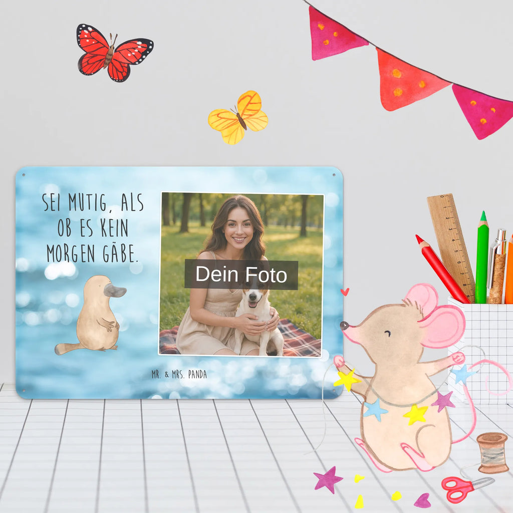 Personalized Photo Metal Sign platypus courage Seafood, aquatic animals, ocean, sea, fish, shells, corals, reef, whale, narwhal, sea urchin, lobster, platypus, turtle, manatee, crocodile, orca, shrimp, gifts for seafood lovers, water world, underwater animals, underwater world, vacation, deep sea, seafood fans, gift ideas, seafood decoration, seafood posters, Raodtrip, Platypus, office, courage, new start, world trip, motivation, work, training, brave, wisdom, new beginning