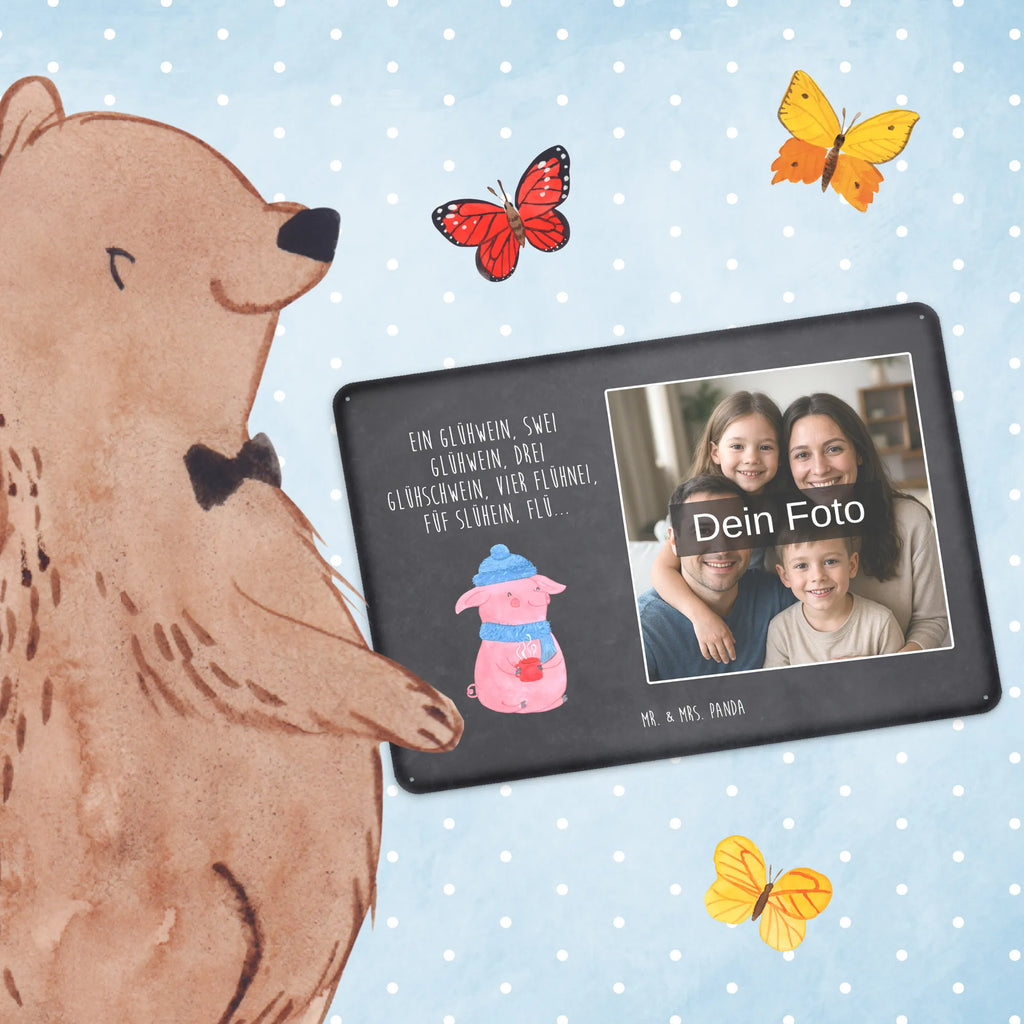 Personalized Photo Metal Sign piggy Mulled wine Winter, Christmas, Christmas time, snow, mulled wine, saying, drunk, Christmas market