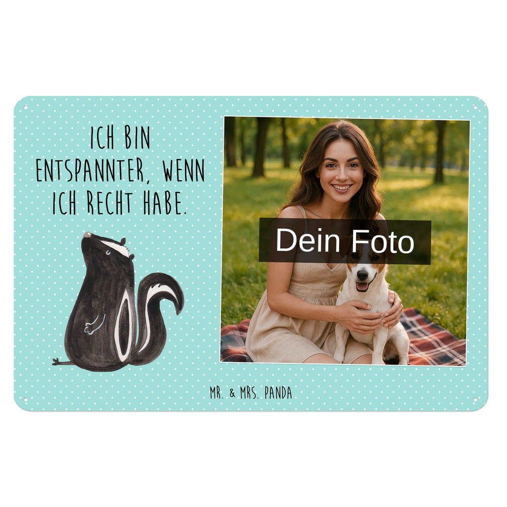 Spersonalizowany metalowy szyld ze zdjęciem skunks siedzenie Stinktier, Skunk