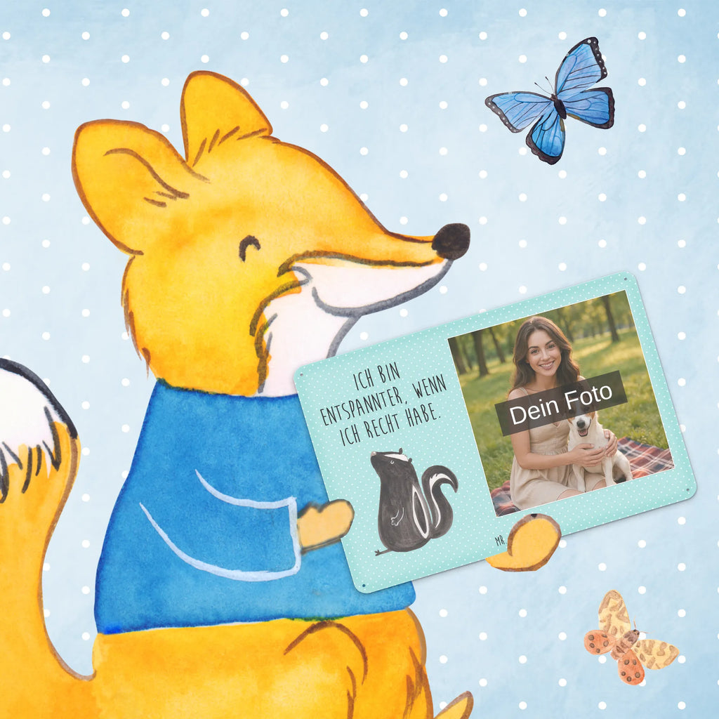 Spersonalizowany metalowy szyld ze zdjęciem skunks siedzenie Stinktier, Skunk