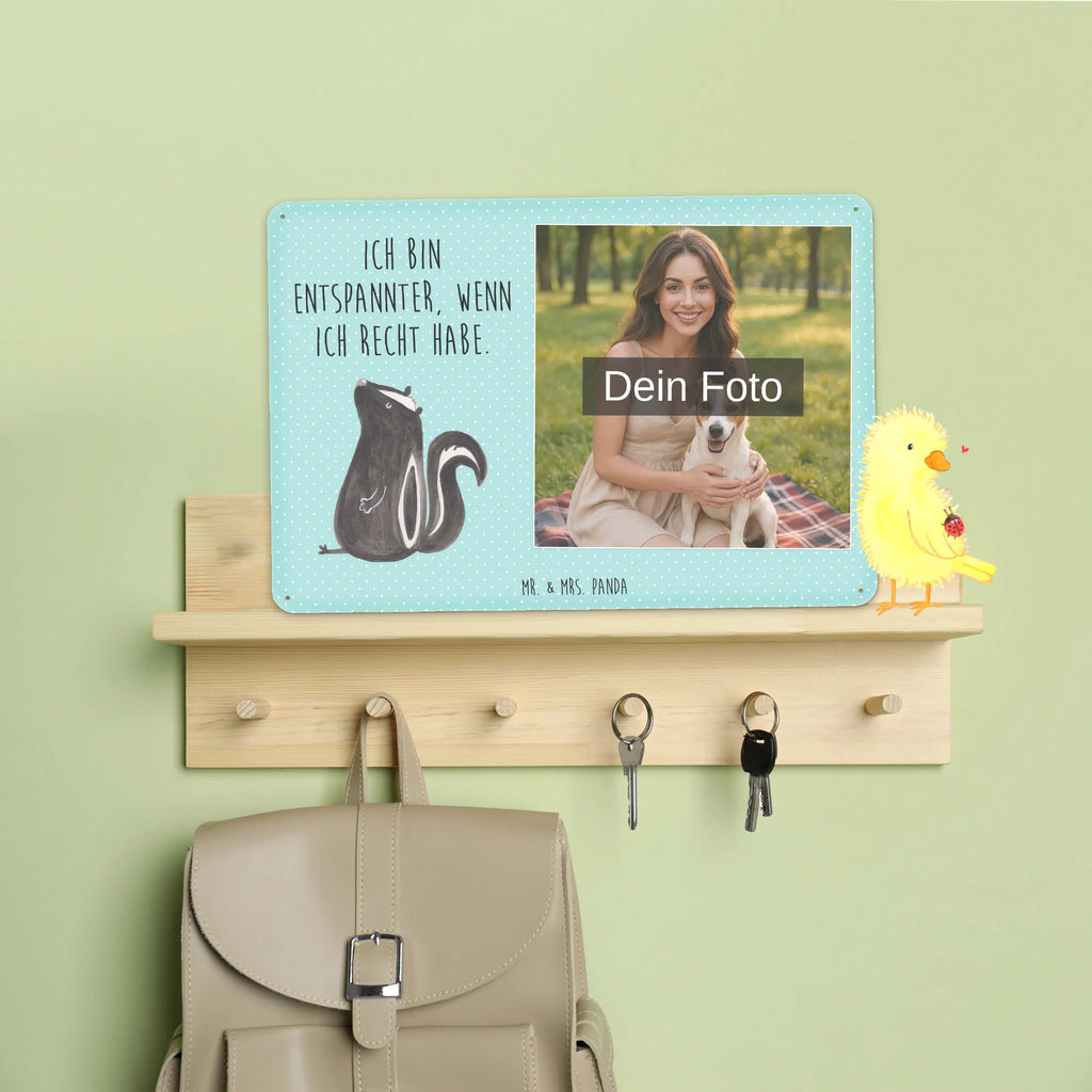 Spersonalizowany metalowy szyld ze zdjęciem skunks siedzenie Stinktier, Skunk