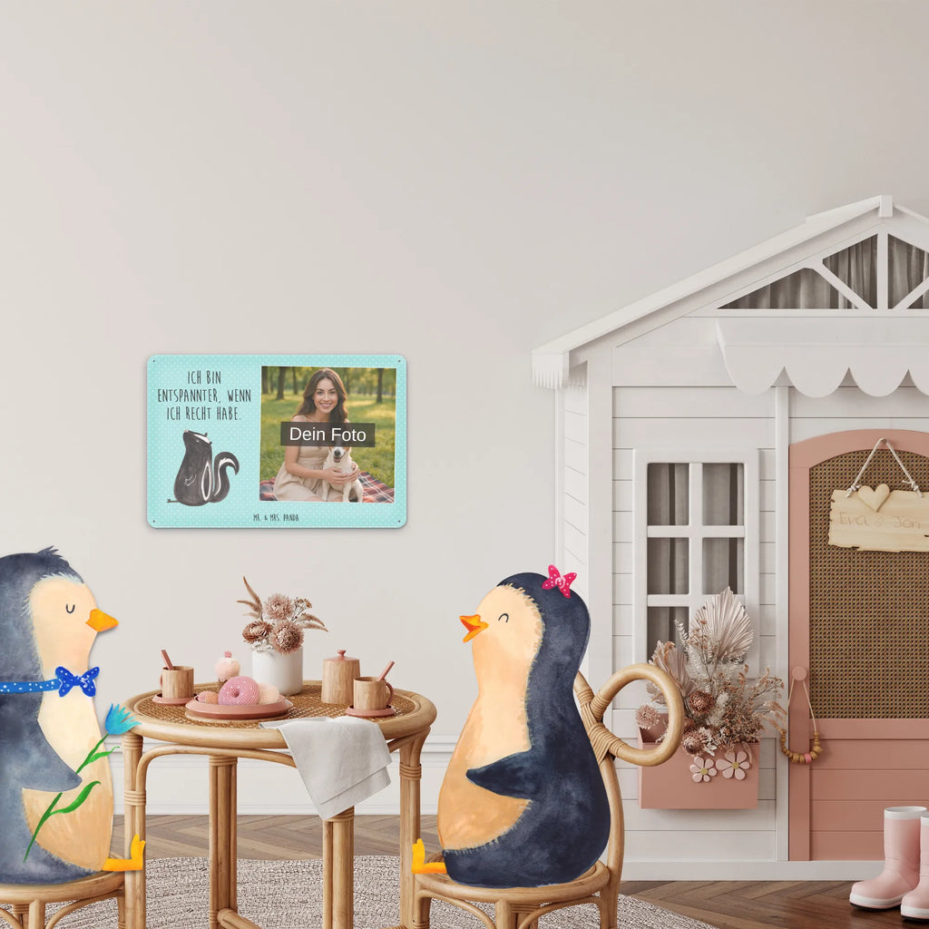 Spersonalizowany metalowy szyld ze zdjęciem skunks siedzenie Stinktier, Skunk