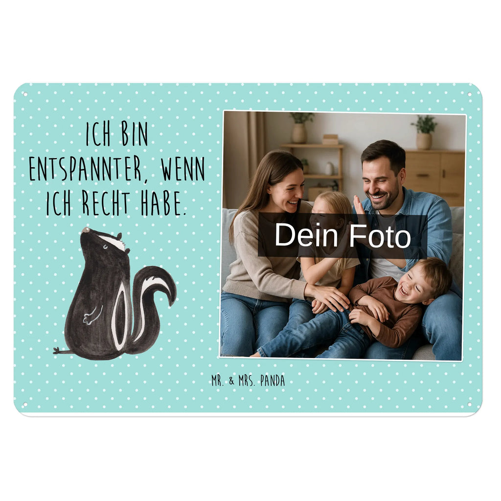 Spersonalizowany metalowy szyld ze zdjęciem skunks siedzenie Stinktier, Skunk