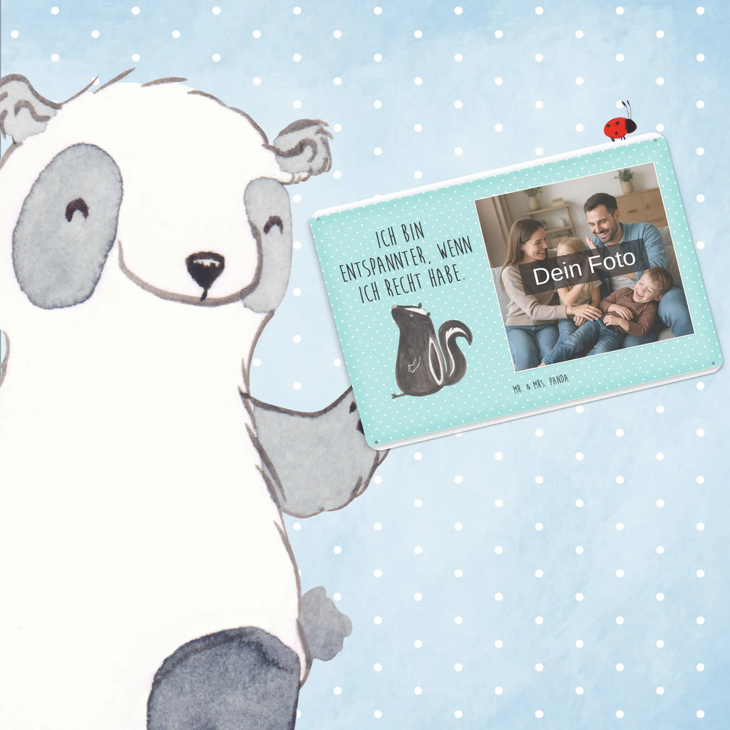 Spersonalizowany metalowy szyld ze zdjęciem skunks siedzenie Stinktier, Skunk