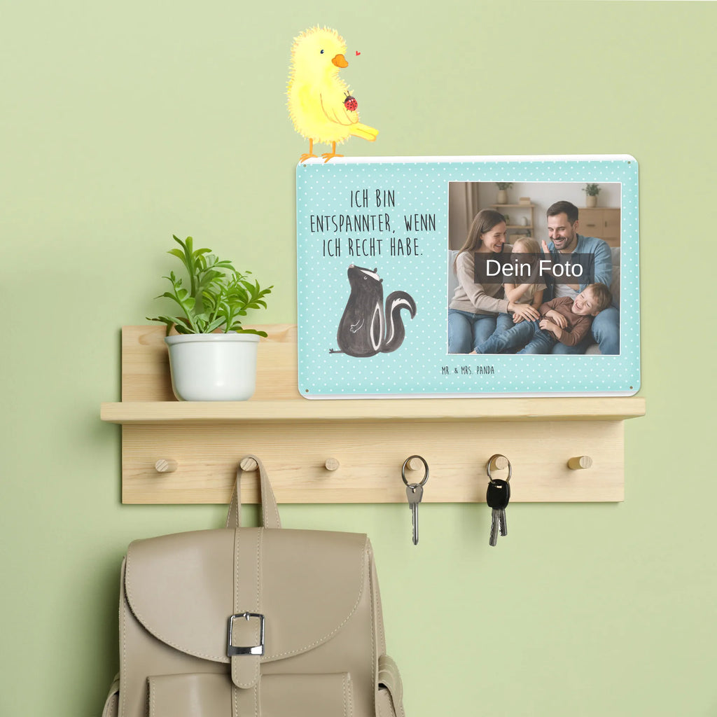 Spersonalizowany metalowy szyld ze zdjęciem skunks siedzenie Stinktier, Skunk