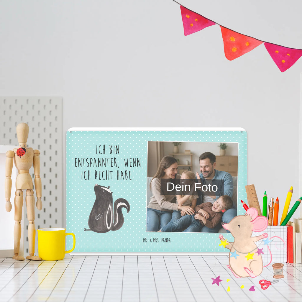 Spersonalizowany metalowy szyld ze zdjęciem skunks siedzenie Stinktier, Skunk