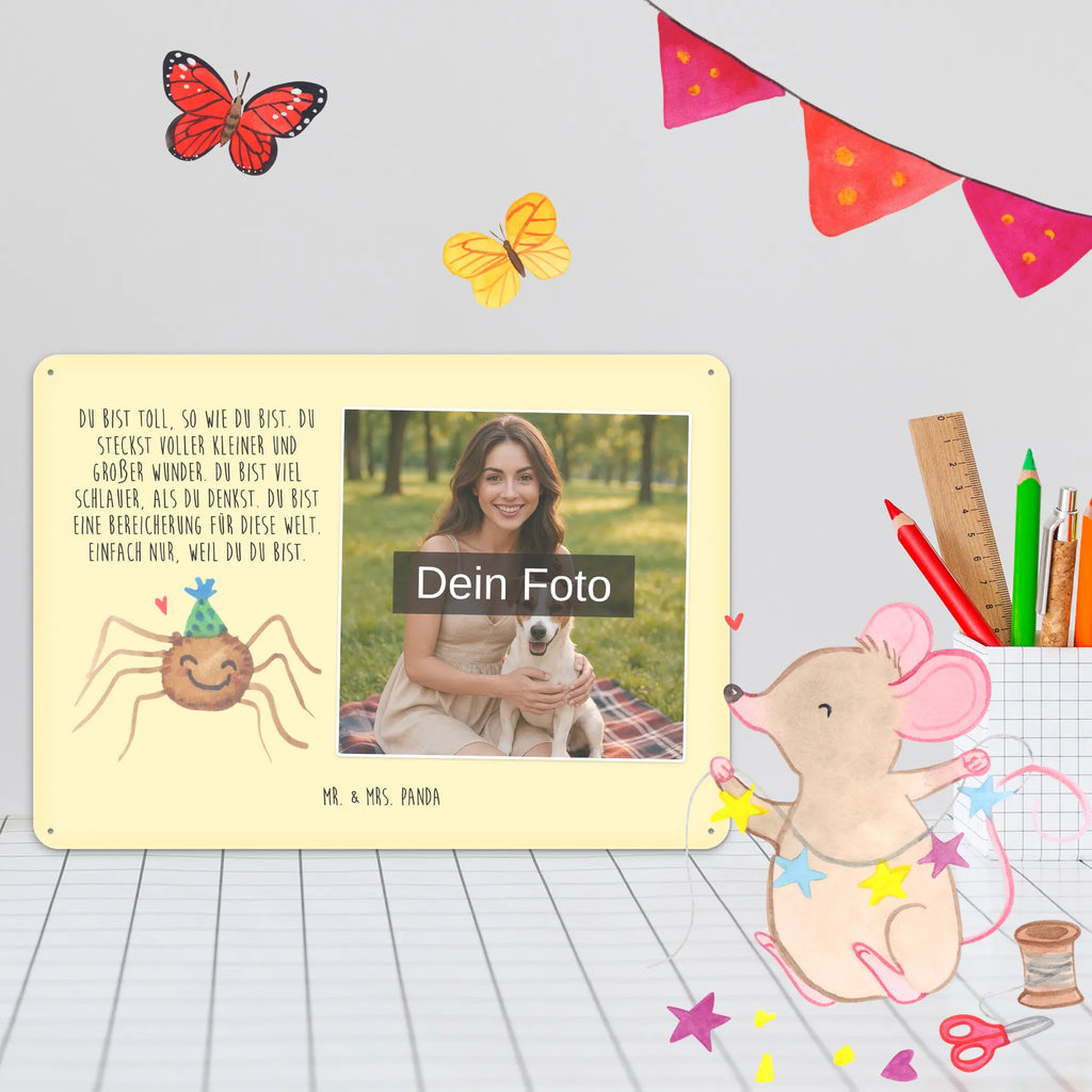 Personalisiertes Foto Blechschild Spinne Agathe Party