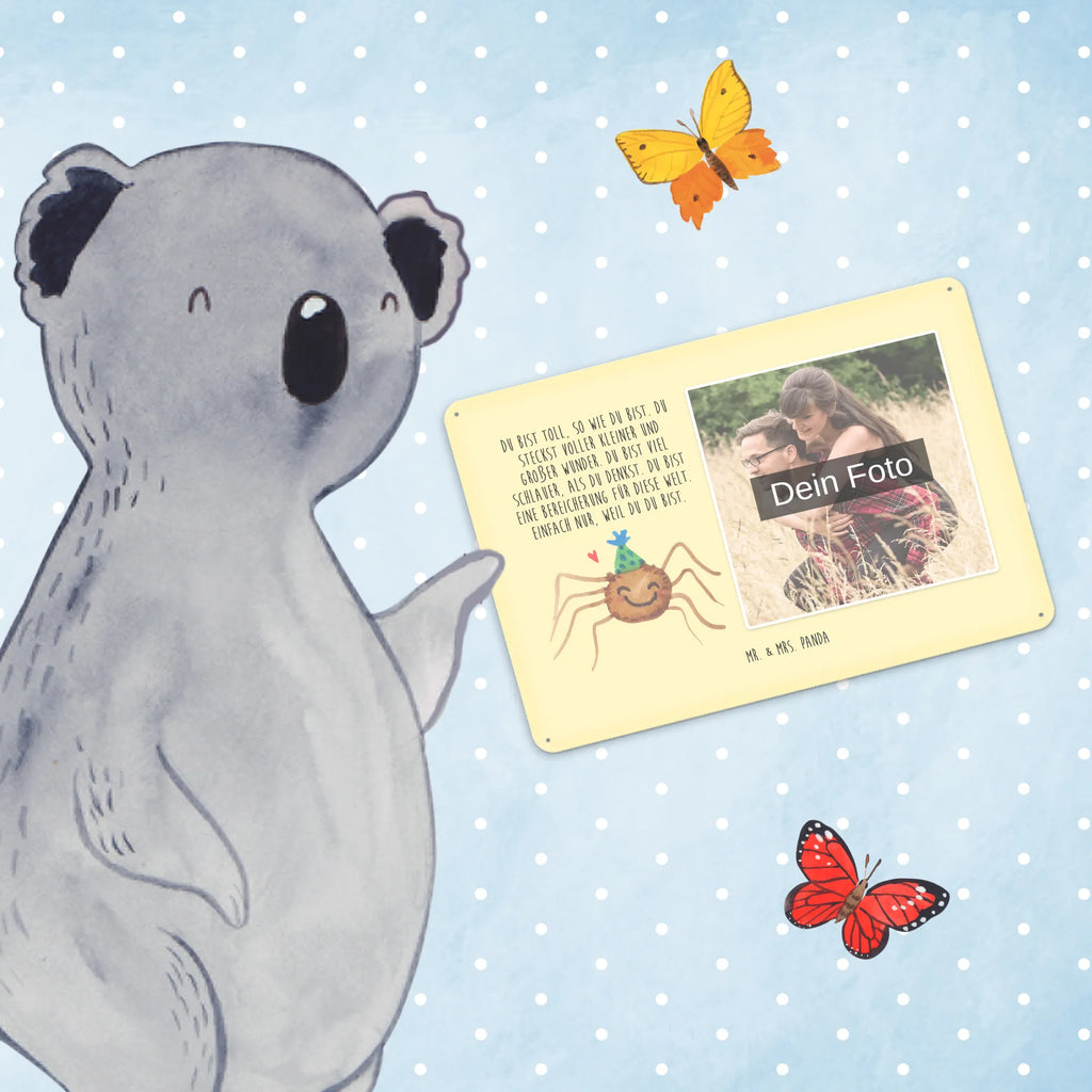 Personalisiertes Foto Blechschild Spinne Agathe Party