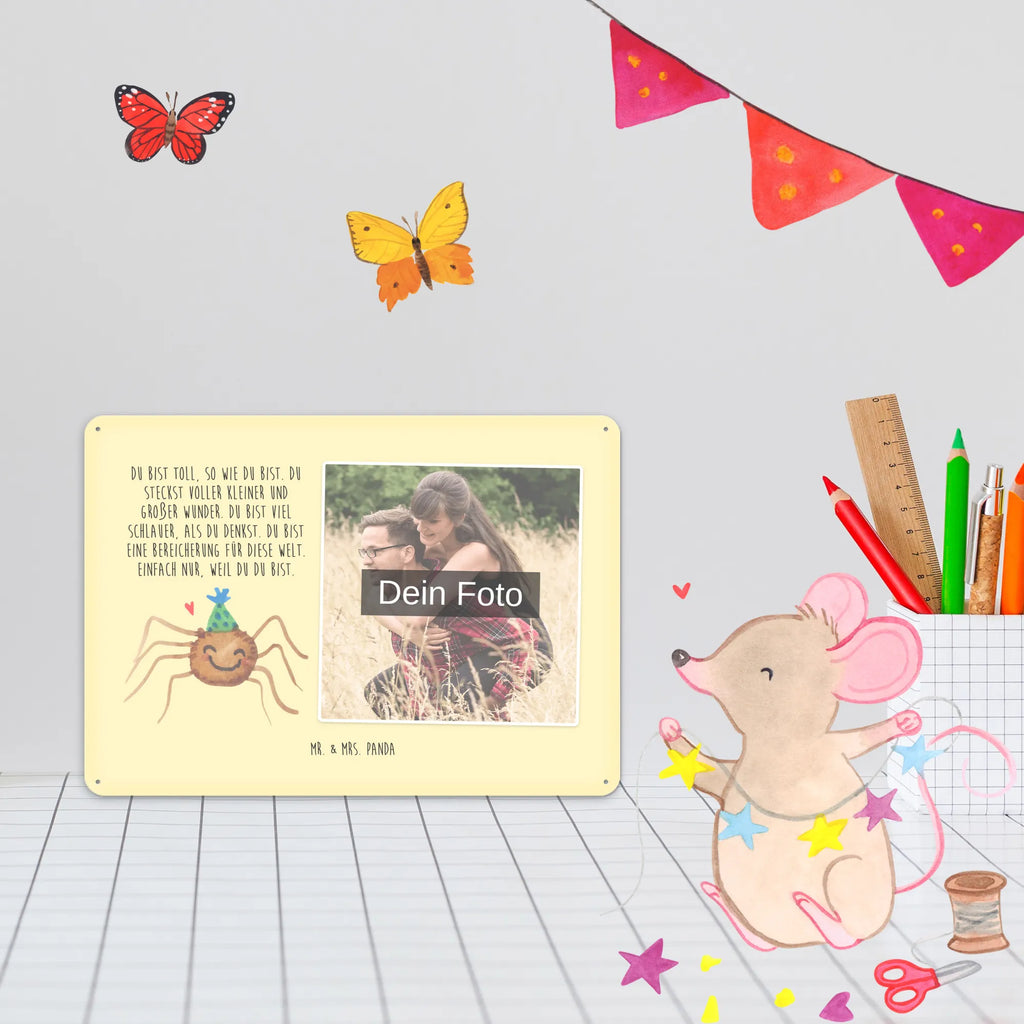 Personalisiertes Foto Blechschild Spinne Agathe Party