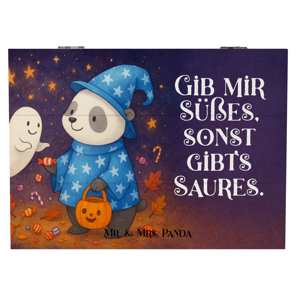 Holzkiste Panda Zauberer Design Kiste, Geschenkbox, Schatzkiste, XXL, Truhe, Aufbewahrungsbox, Holzkiste, Geschenkdose, Erinnerungsbox, Dekokiste, Erinnerungskiste, Schatulle, Halloween, Deko, Martinssingen, Dekoration, Geschenke, Schenken, Gespenst, Halloween Deko, Süßes sonst gibt's saures, Zauberer, Panda, Trick or Treat