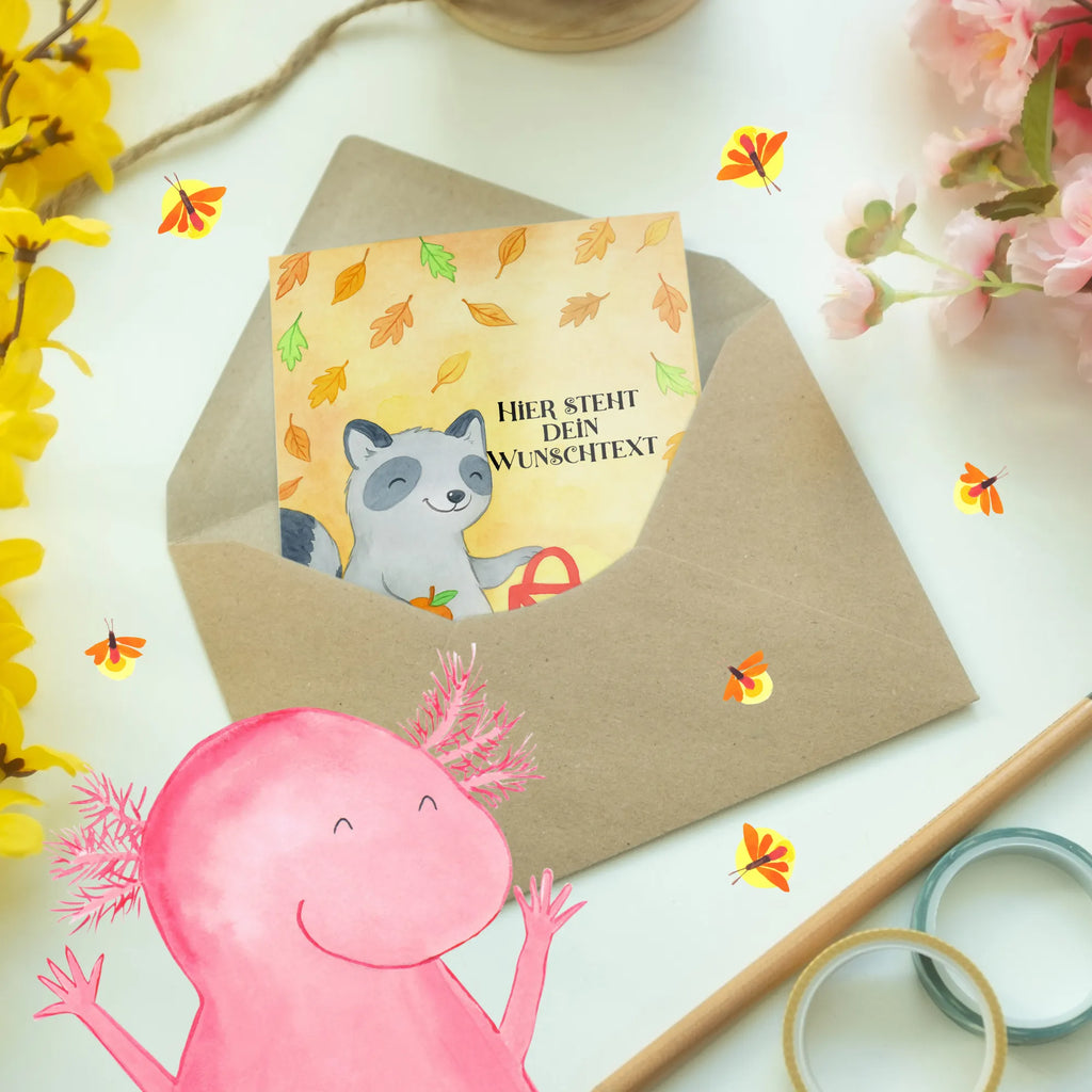 Personalisierte Grußkarte Waschbär Laterne Design Personalisierte Einladungskarte, Grußkarten personalisiert, Personalisierte Karte, Personalisierte Geburtstagskarte, Personalisierte Glückwunschkarte, Grußkarte als Geldgeschenk, Personalisierte Hochzeitskarte, Personalisierte Grußkarte, Personalisiertere Klappkarte, Grußkarte selbst gestalten, Grußkarte selber drucken, Grußkarte mit persönlichen Nachrichten, Grußkarte mit Namen, Halloween, Deko, Martinssingen, Dekoration, Geschenke, Schenken, Halloween Deko, Trick or Treat, Laterne, Herbst, Waschbär, Süßes sonst gibt's saures