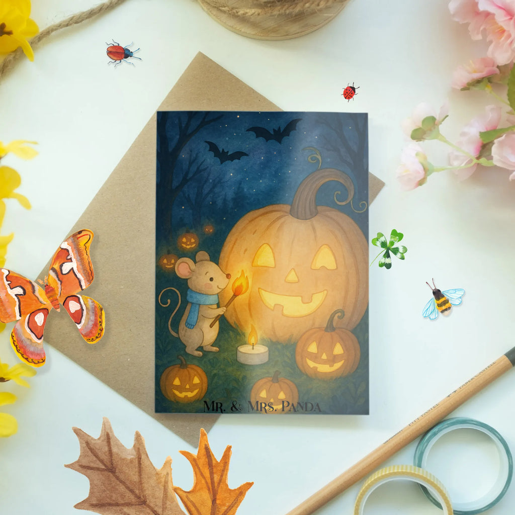 Grußkarte Kürbis Maus Design Geburtstagskarte, Glückwunschkarte, Ansichtskarten, Einladungskarte, Karte, Hochzeitskarte, Grußkarte, Klappkarte, Halloween, Deko, Martinssingen, Dekoration, Geschenke, Schenken, Trick or Treat, Süßes sonst gibt's saures, Kerzen, Kürbis, Maus, Halloween Deko