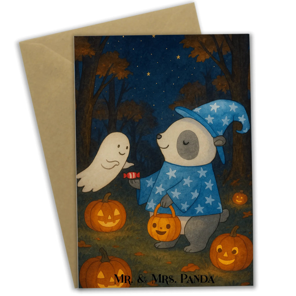 Grußkarte Panda Zauberer Design Grußkarte, Ansichtskarten, Glückwunschkarte, Klappkarte, Einladungskarte, Geburtstagskarte, Hochzeitskarte, Karte, Halloween, Deko, Martinssingen, Dekoration, Geschenke, Schenken, Halloween Deko, Gespenst, Trick or Treat, Panda, Süßes sonst gibt's saures, Zauberer