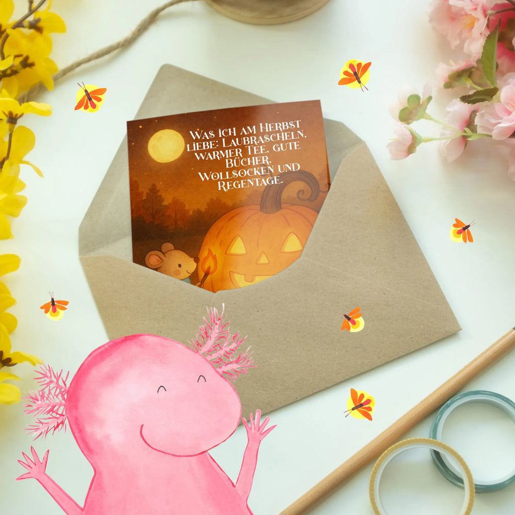 Grußkarte Kürbis Maus Design Geburtstagskarte, Glückwunschkarte, Ansichtskarten, Einladungskarte, Karte, Hochzeitskarte, Grußkarte, Klappkarte, Halloween, Deko, Martinssingen, Dekoration, Geschenke, Schenken, Trick or Treat, Süßes sonst gibt's saures, Kerzen, Kürbis, Maus, Halloween Deko