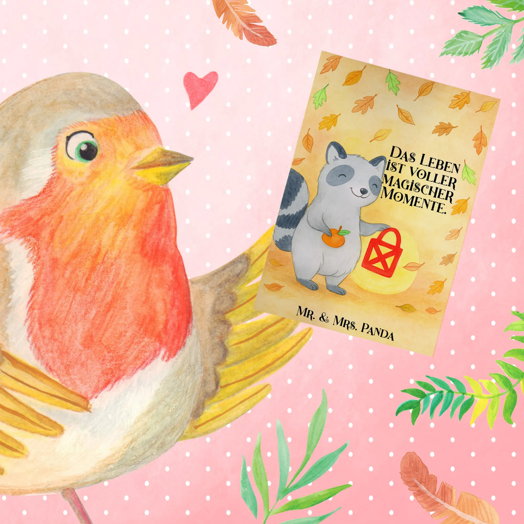 Greetings card Raccoon Lantern Design Grußkarte, Klappkarte, Einladungskarte, Glückwunschkarte, Hochzeitskarte, Geburtstagskarte, Karte, Ansichtskarten, Halloween, Deko, Martinssingen, Dekoration, Geschenke, Schenken, Halloween Deko, Trick or Treat, Süßes sonst gibt's saures, Waschbär, Laterne, Herbst