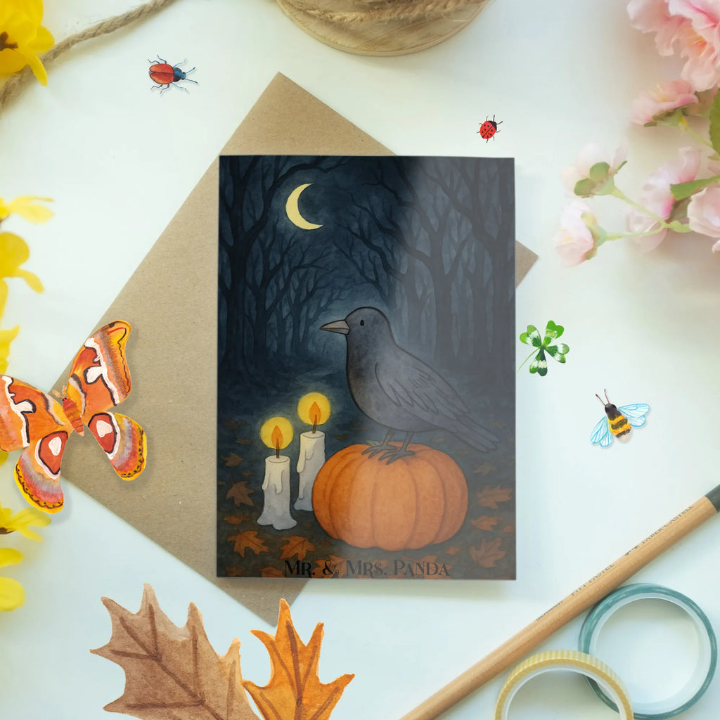 Grußkarte Krähe Halloween Design Grußkarte, Ansichtskarten, Klappkarte, Glückwunschkarte, Einladungskarte, Karte, Geburtstagskarte, Hochzeitskarte, Halloween, Deko, Martinssingen, Dekoration, Geschenke, Schenken