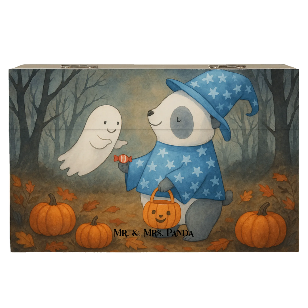 Holzkiste Panda Zauberer Design Kiste, Geschenkbox, Schatzkiste, XXL, Truhe, Aufbewahrungsbox, Holzkiste, Geschenkdose, Erinnerungsbox, Dekokiste, Erinnerungskiste, Schatulle, Halloween, Deko, Martinssingen, Dekoration, Geschenke, Schenken, Gespenst, Halloween Deko, Süßes sonst gibt's saures, Zauberer, Panda, Trick or Treat