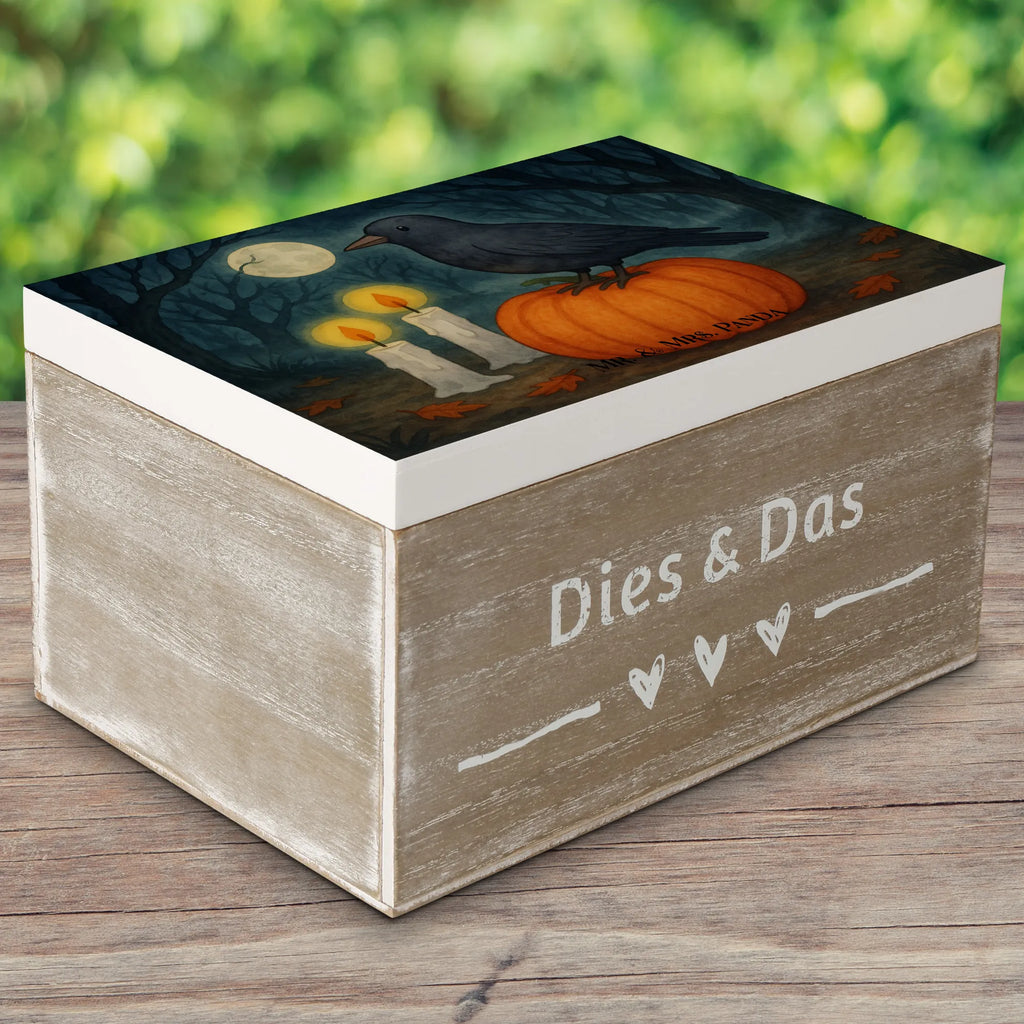 Holzkiste Krähe Halloween Design Geschenkbox, Geschenkdose, Holzkiste, Erinnerungskiste, XXL, Kiste, Schatulle, Schatzkiste, Dekokiste, Aufbewahrungsbox, Erinnerungsbox, Truhe, Halloween, Deko, Martinssingen, Dekoration, Geschenke, Schenken