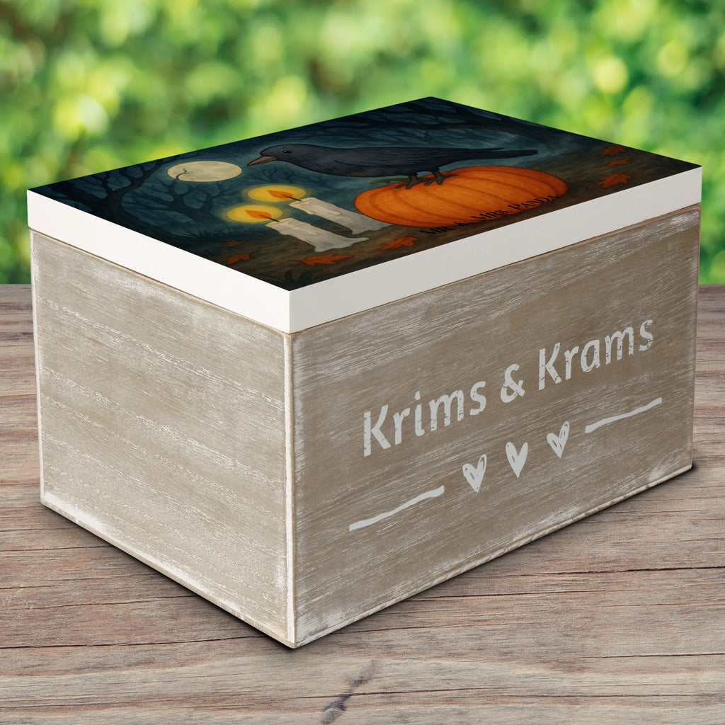 Holzkiste Krähe Halloween Design Geschenkbox, Geschenkdose, Holzkiste, Erinnerungskiste, XXL, Kiste, Schatulle, Schatzkiste, Dekokiste, Aufbewahrungsbox, Erinnerungsbox, Truhe, Halloween, Deko, Martinssingen, Dekoration, Geschenke, Schenken