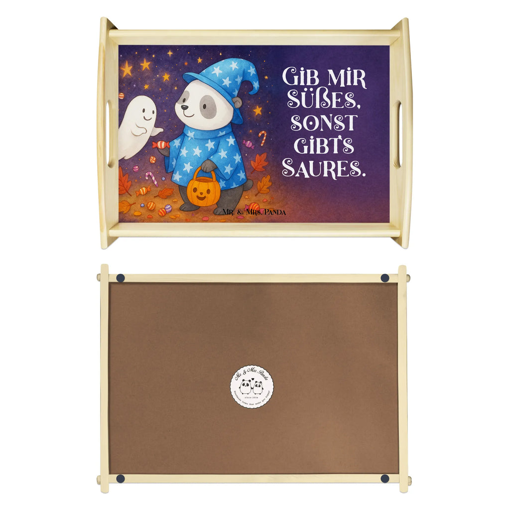 Tablett Panda Zauberer Design Dekotablett, Küchentablett, Frühstückstablett, Serviertablett, Tablett, Holztablett, Halloween, Deko, Martinssingen, Dekoration, Geschenke, Schenken, Trick or Treat, Zauberer, Panda, Gespenst, Halloween Deko, Süßes sonst gibt's saures