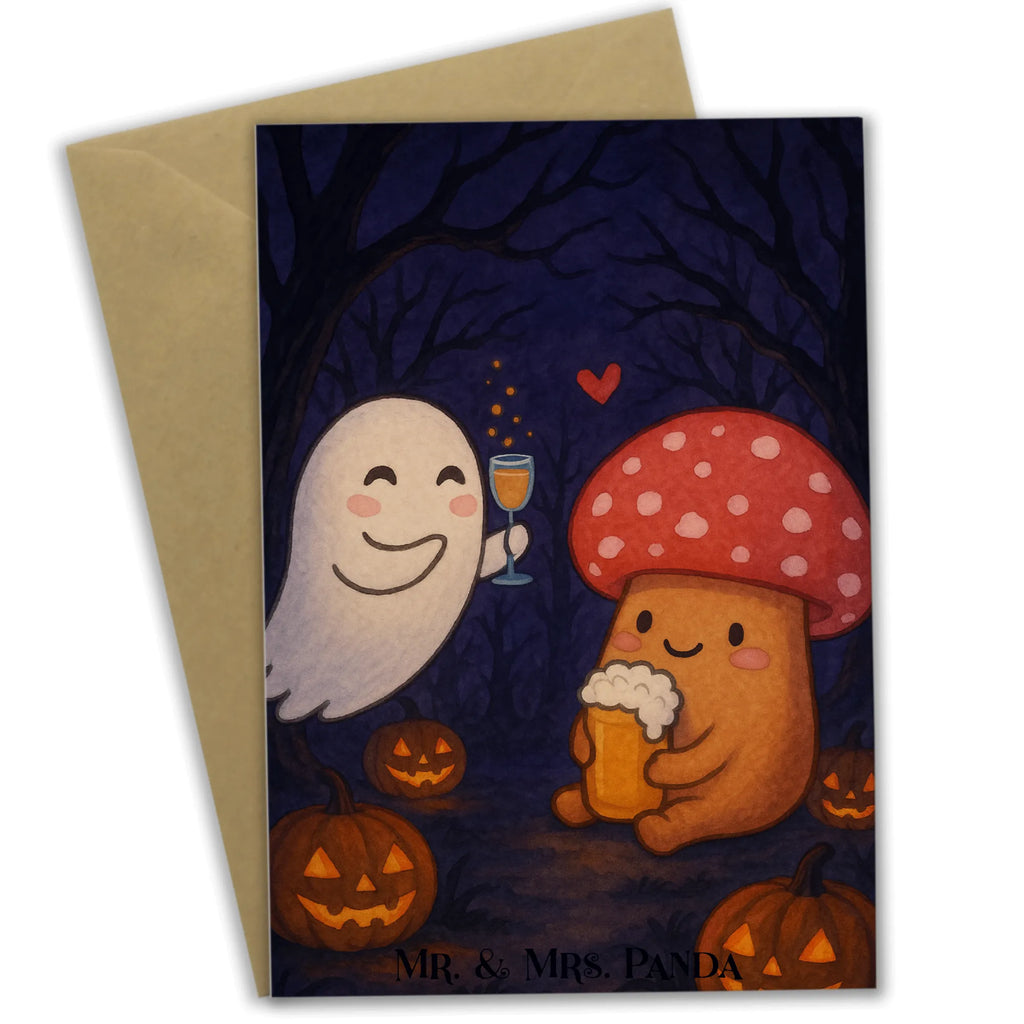 Grußkarte Gespenst  Prost  Design Grußkarte, Einladungskarte, Hochzeitskarte, Glückwunschkarte, Ansichtskarten, Klappkarte, Geburtstagskarte, Karte, Halloween, Deko, Martinssingen, Dekoration, Geschenke, Schenken, Fliegenpilz, Pils, Gespenst, Sekt, Bier