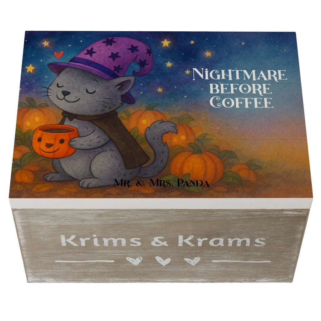 Holzkiste Kater Kaffee Design Erinnerungskiste, Holzkiste, Truhe, Aufbewahrungsbox, Schatzkiste, Geschenkdose, Geschenkbox, Kiste, XXL, Erinnerungsbox, Schatulle, Dekokiste, Halloween, Deko, Martinssingen, Dekoration, Geschenke, Schenken, Hexe, Magie, Kater, Kaffee