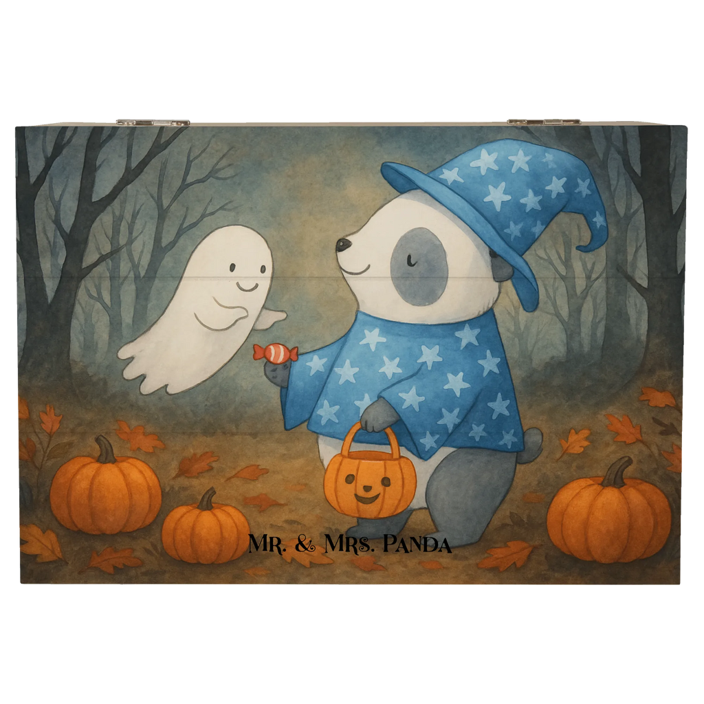Holzkiste Panda Zauberer Design Kiste, Geschenkbox, Schatzkiste, XXL, Truhe, Aufbewahrungsbox, Holzkiste, Geschenkdose, Erinnerungsbox, Dekokiste, Erinnerungskiste, Schatulle, Halloween, Deko, Martinssingen, Dekoration, Geschenke, Schenken, Gespenst, Halloween Deko, Süßes sonst gibt's saures, Zauberer, Panda, Trick or Treat