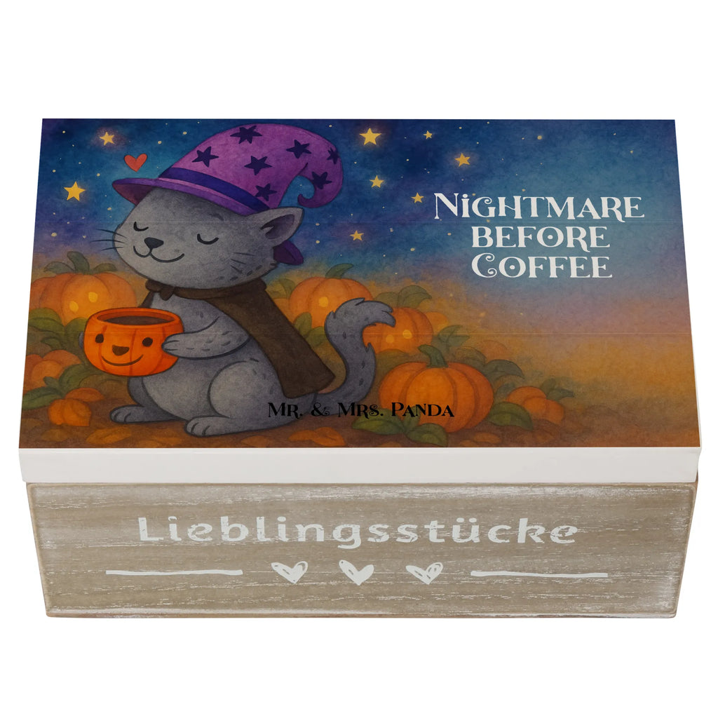 Holzkiste Kater Kaffee Design Erinnerungskiste, Holzkiste, Truhe, Aufbewahrungsbox, Schatzkiste, Geschenkdose, Geschenkbox, Kiste, XXL, Erinnerungsbox, Schatulle, Dekokiste, Halloween, Deko, Martinssingen, Dekoration, Geschenke, Schenken, Hexe, Magie, Kater, Kaffee