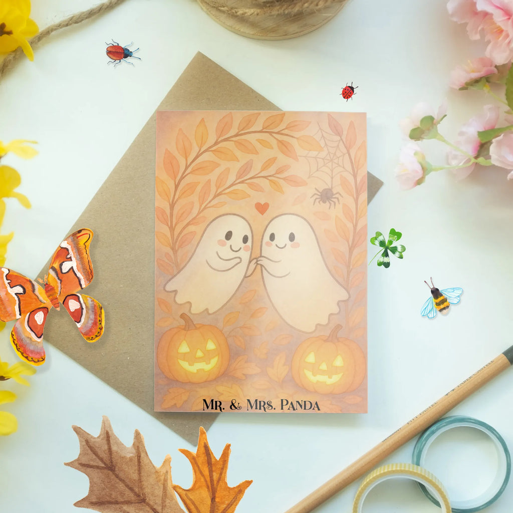 Grußkarte Gespenster  Liebe  Design Glückwunschkarte, Einladungskarte, Grußkarte, Ansichtskarten, Klappkarte, Geburtstagskarte, Karte, Hochzeitskarte, Halloween, Deko, Martinssingen, Dekoration, Geschenke, Schenken, Gespenst, Verliebt, Paar