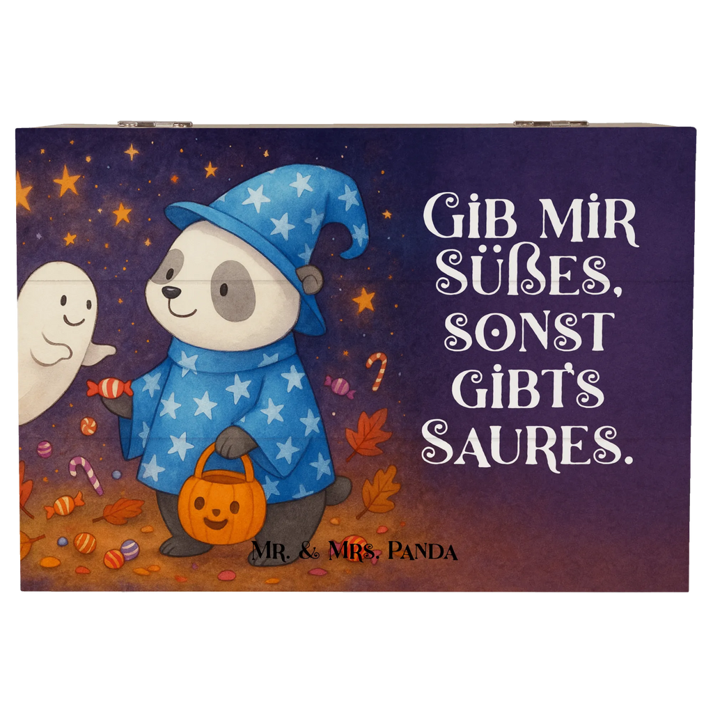 Holzkiste Panda Zauberer Design Kiste, Geschenkbox, Schatzkiste, XXL, Truhe, Aufbewahrungsbox, Holzkiste, Geschenkdose, Erinnerungsbox, Dekokiste, Erinnerungskiste, Schatulle, Halloween, Deko, Martinssingen, Dekoration, Geschenke, Schenken, Gespenst, Halloween Deko, Süßes sonst gibt's saures, Zauberer, Panda, Trick or Treat