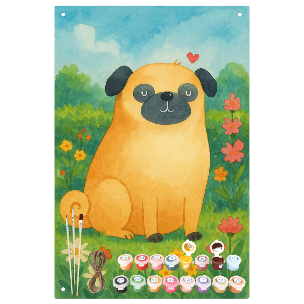Paint by Numbers Metal Sign Pug Design dog, mutt, hound, woof, dog mama, dog breed, love dogs, love for dogs, dog decorative items, bag with dog print, funny gifts for dog owners, what do you give a dog lover, Christmas gifts for dogs, gifts for dogs, dog sayings, love, Pug, dog love