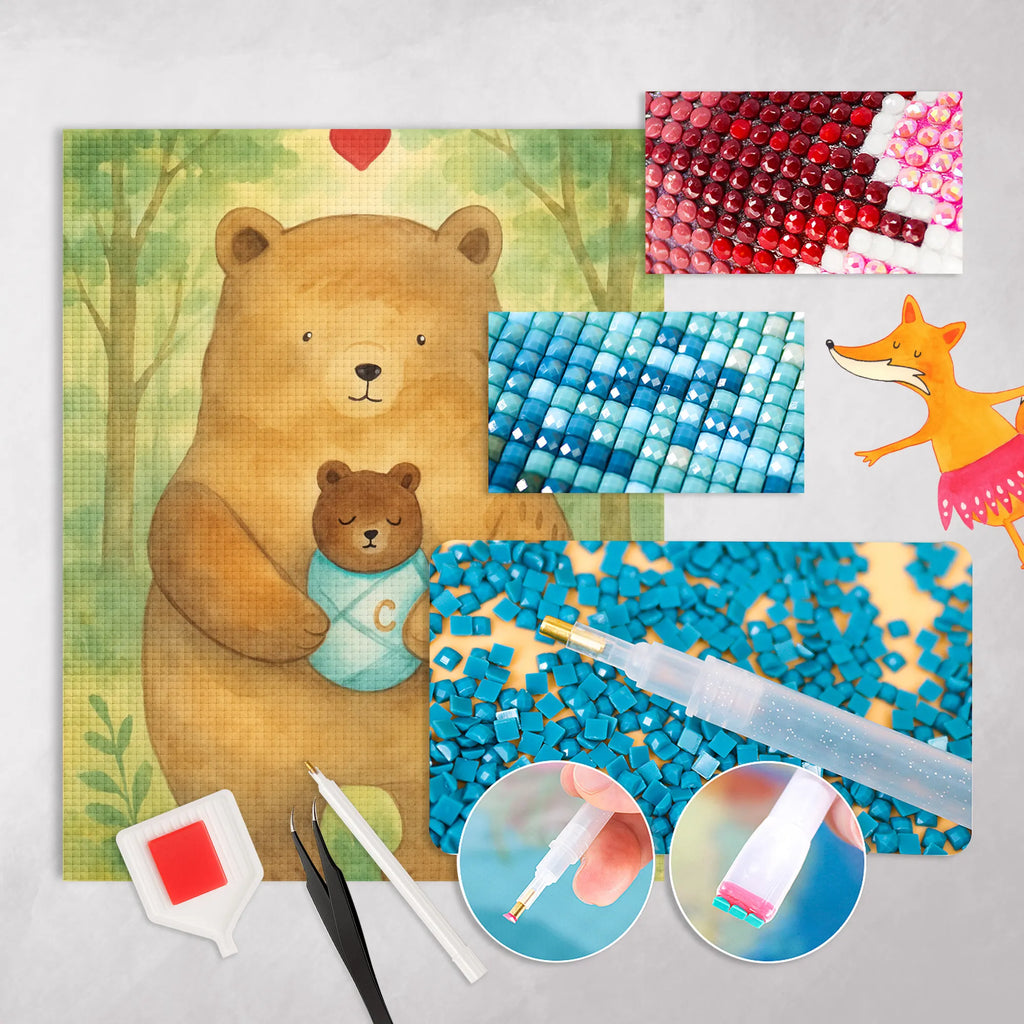 Obraz diamentowy Niedźwiedź Niemowlę Design Kristallbild, Kreativität, DIY, Diamond Painting, Teddy, Bär, Teddybär, Enkel, Geburtstag, Glückwunsch, Neffe, Geburt, Mutter, Baby, Enkelin, Täufling, Taufe, Eltern, Nichte